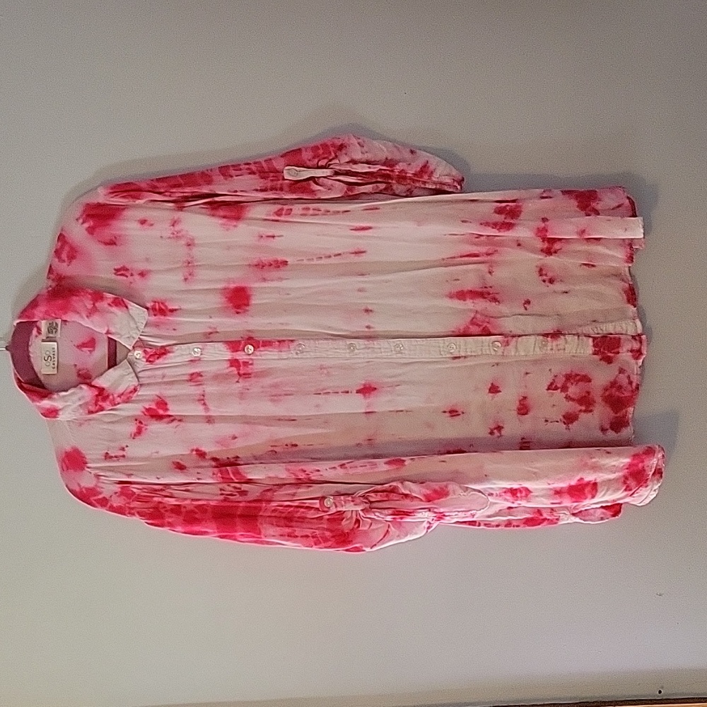 Tie-dye 3/4 sleeve button down top 3X